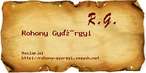 Rohony Györgyi névjegykártya